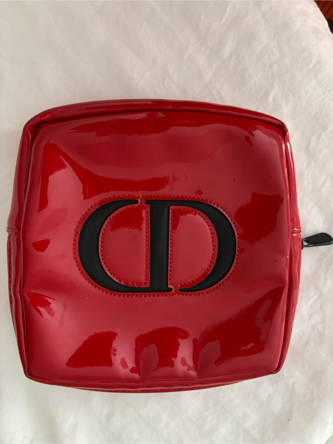 Dior Red Patent CD Logo Cosmetic Bag