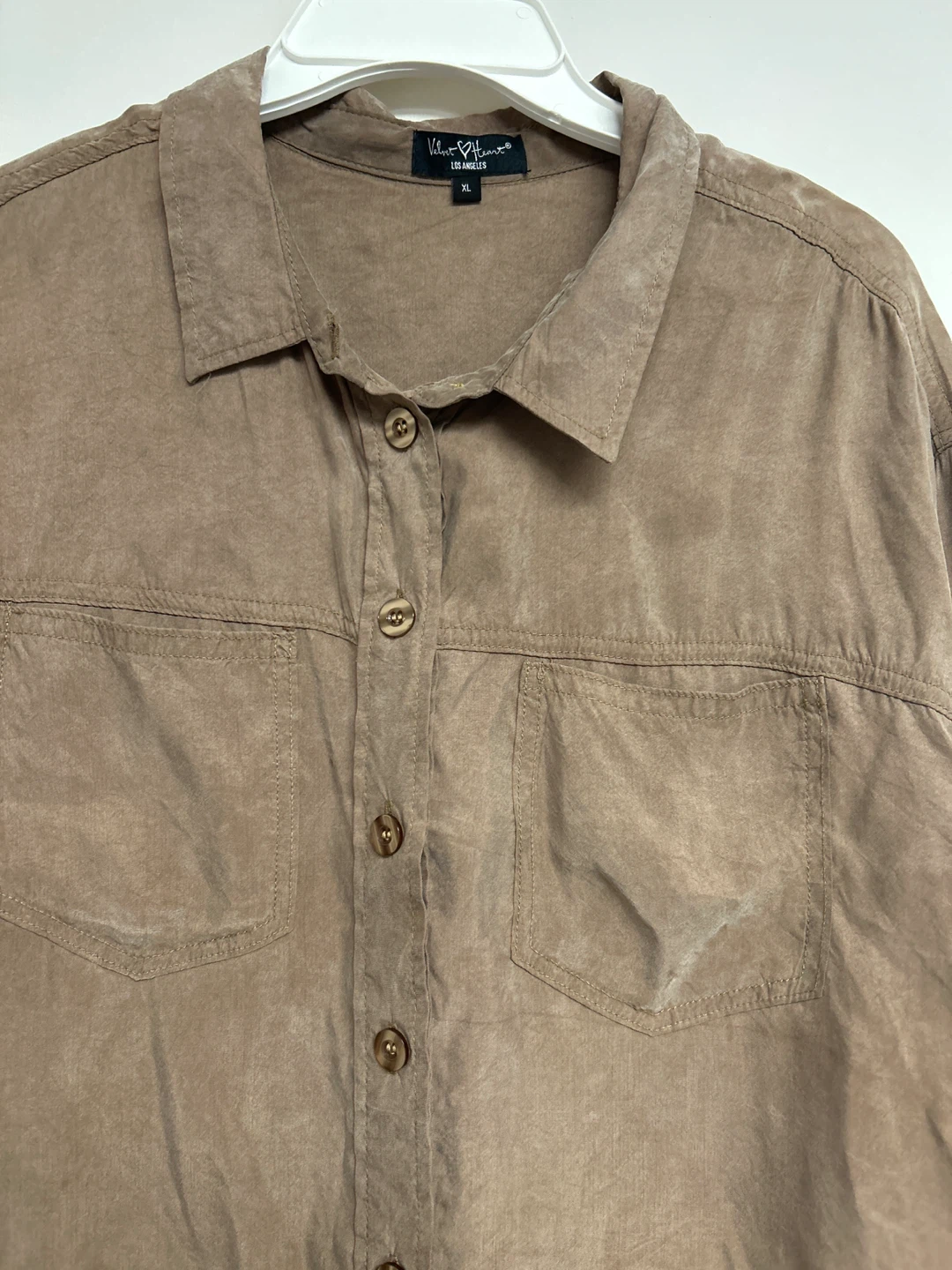 Velvet Heart Brown Button-Up Shirt - Size XL