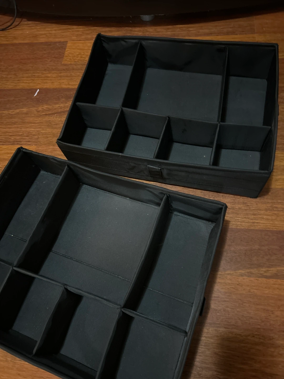 2 Set Black Fabric Drawer Organizer Bins