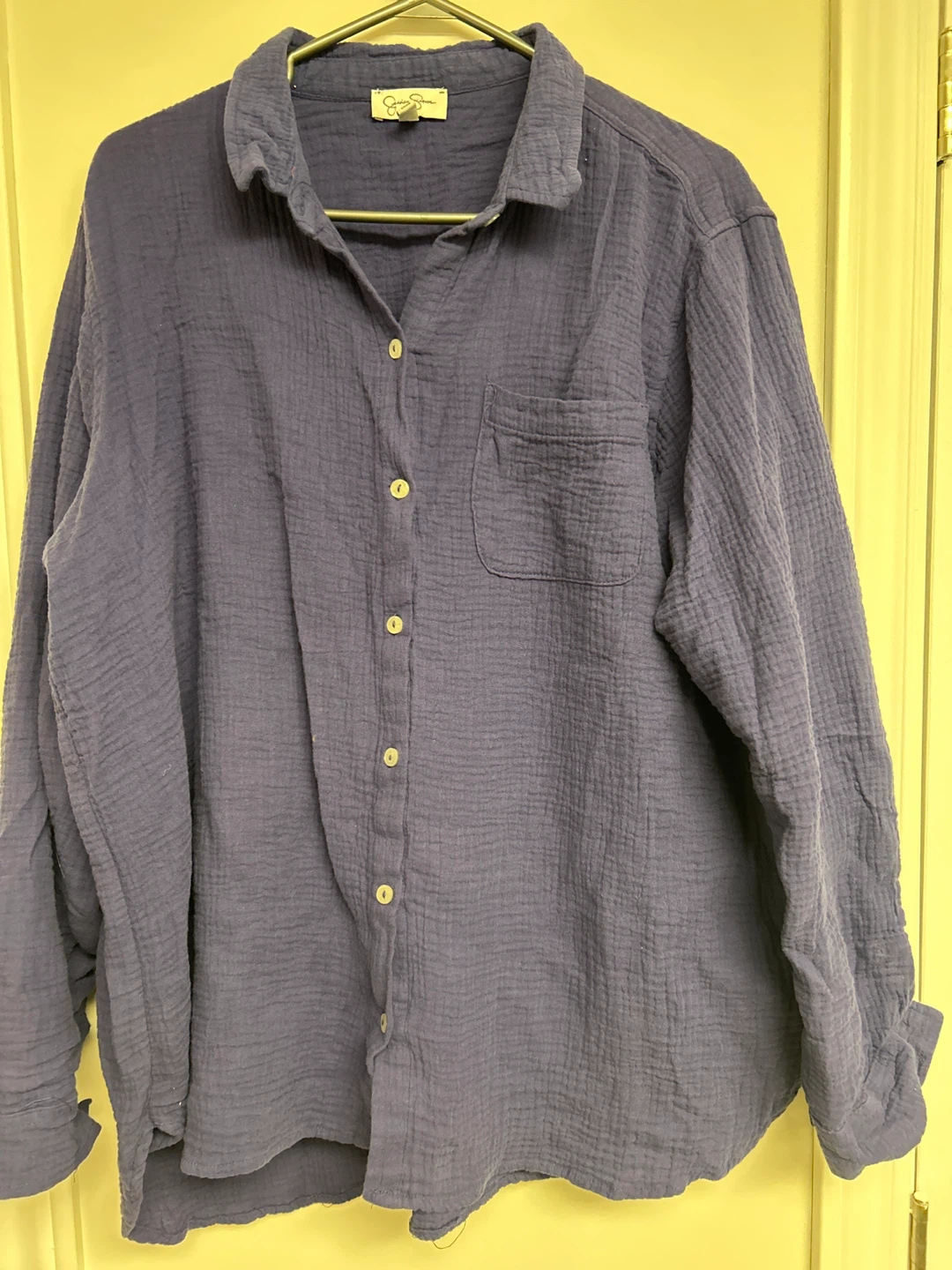 Jessica Simpson Purple Crinkle Gauze Shirt - XL