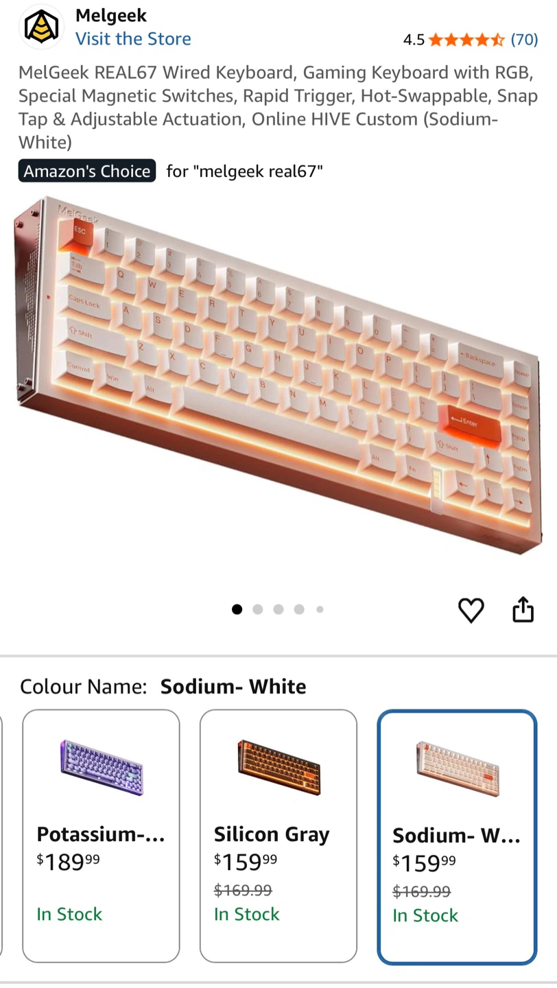 MelGeek REAL67 Wired gaming Keyboard - White