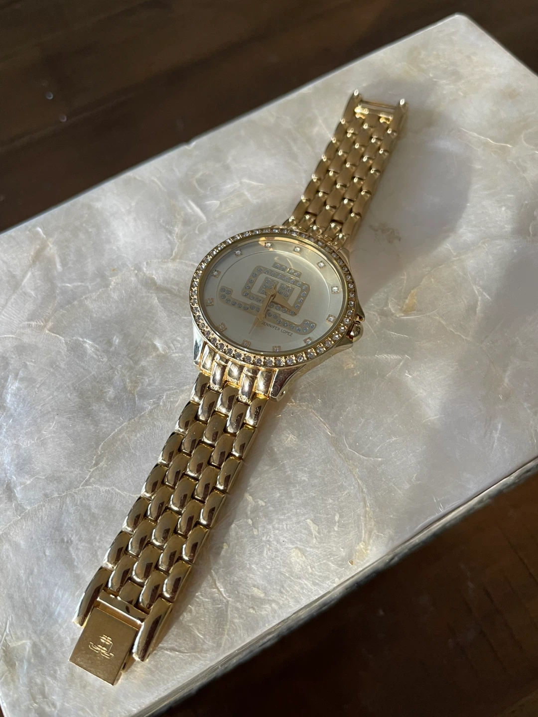 Jennifer Lopez Gold Tone Crystal Accent Watch