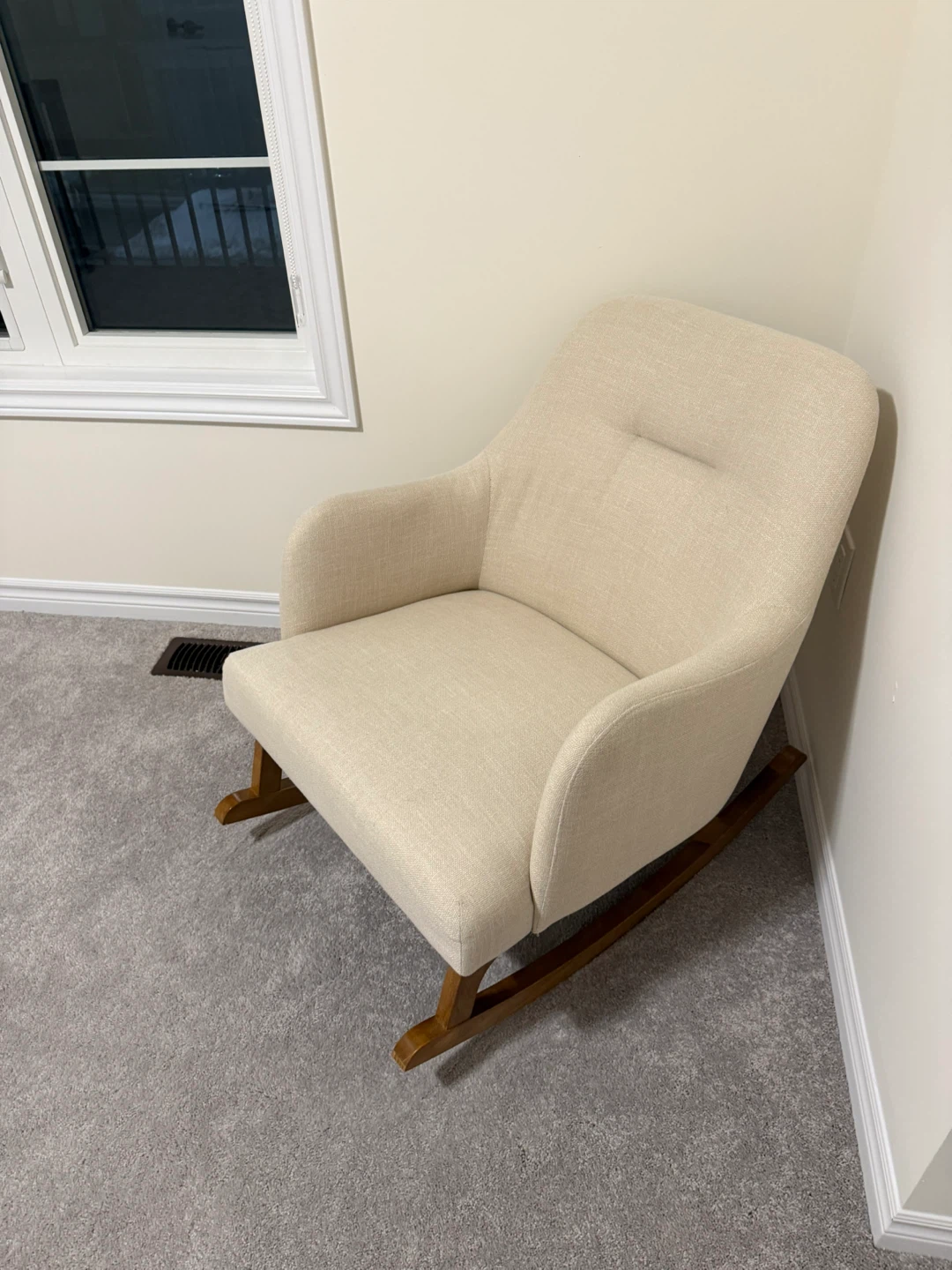 Cream Upholstered Rocking Chair