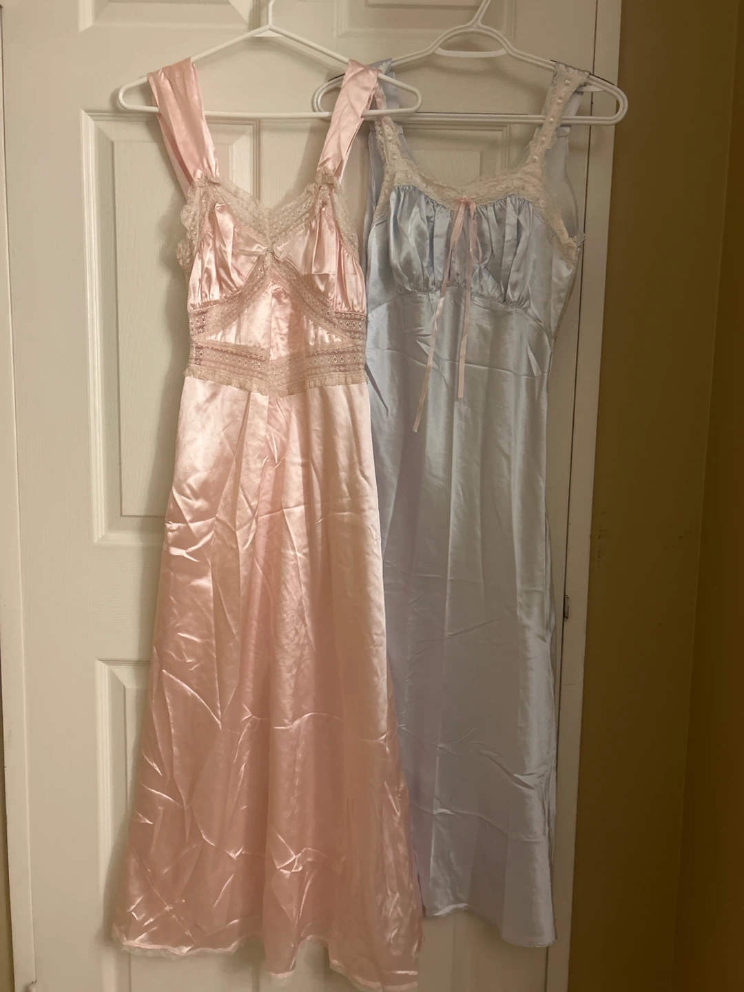 Vintage Satin Nightgowns - Pink and Blue