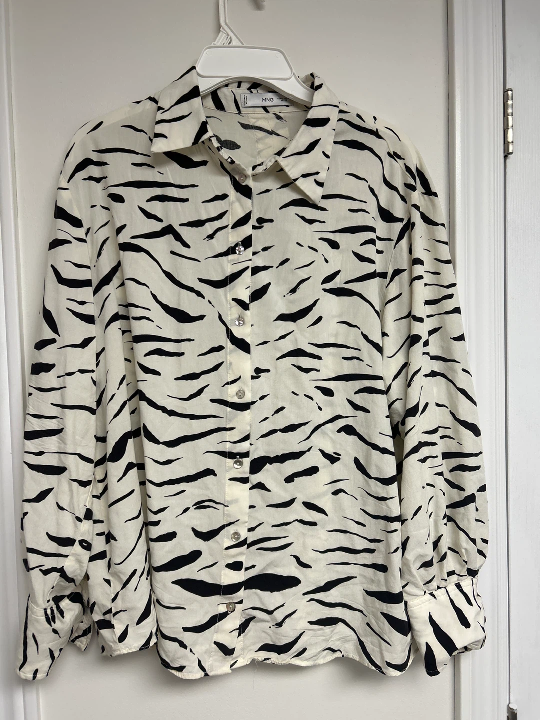 MNG Animal Print Button-Up Shirt