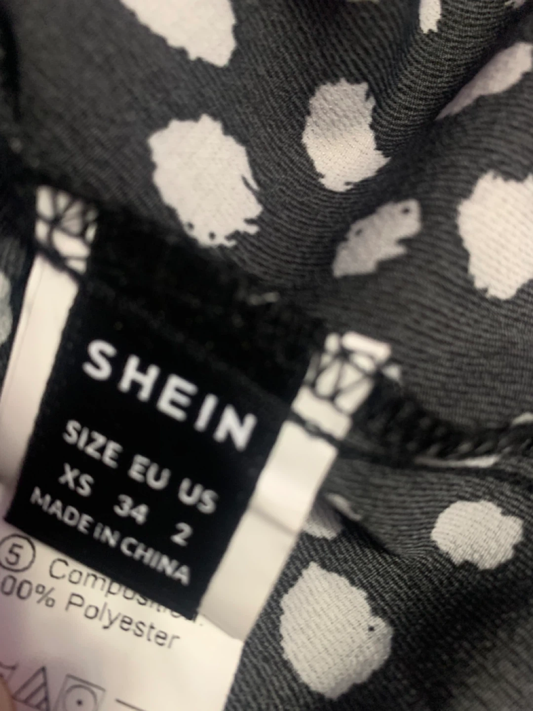 SHEIN Black & White Polka Dot Long Sleeve Top - Size XS - photo 2