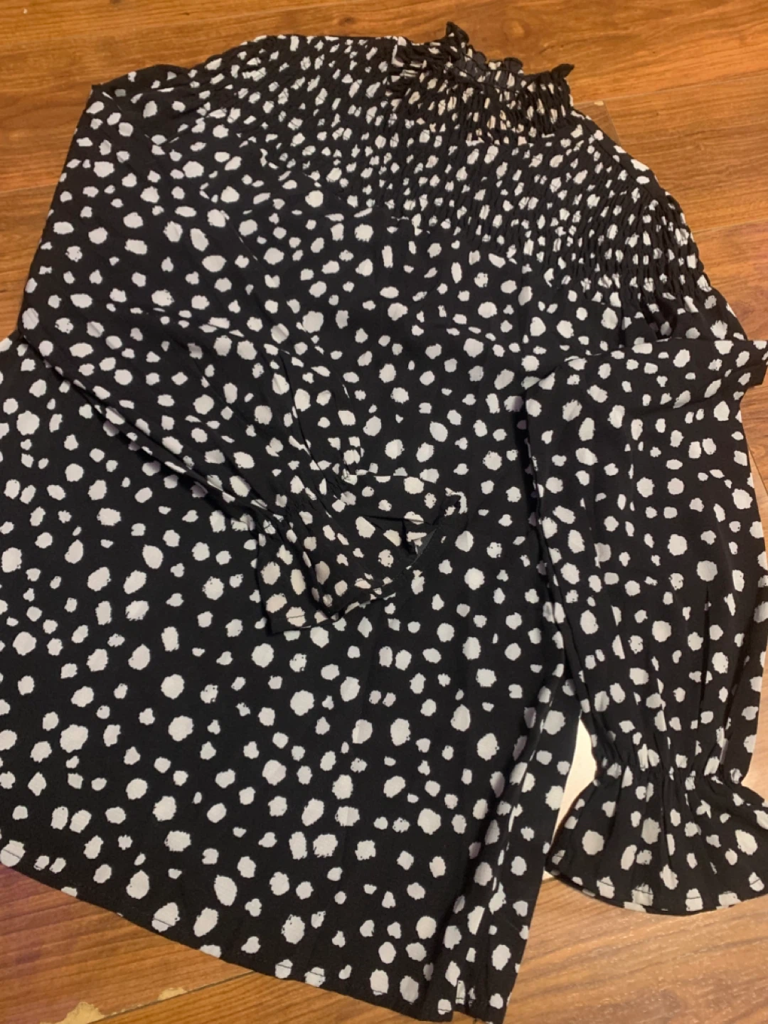 SHEIN Black & White Polka Dot Long Sleeve Top - Size XS - photo 3