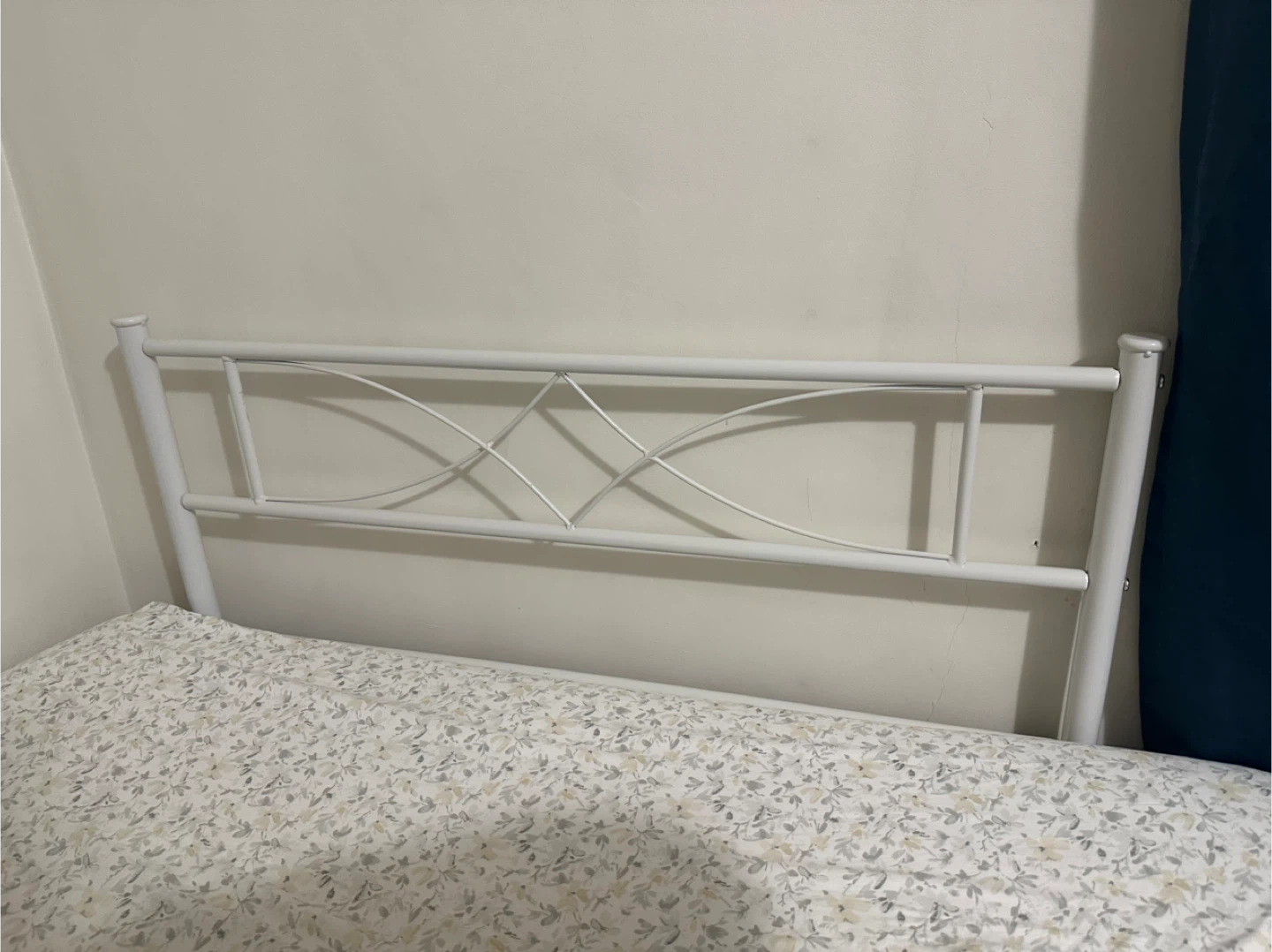 White Metal Twin Bed Frame Headboard