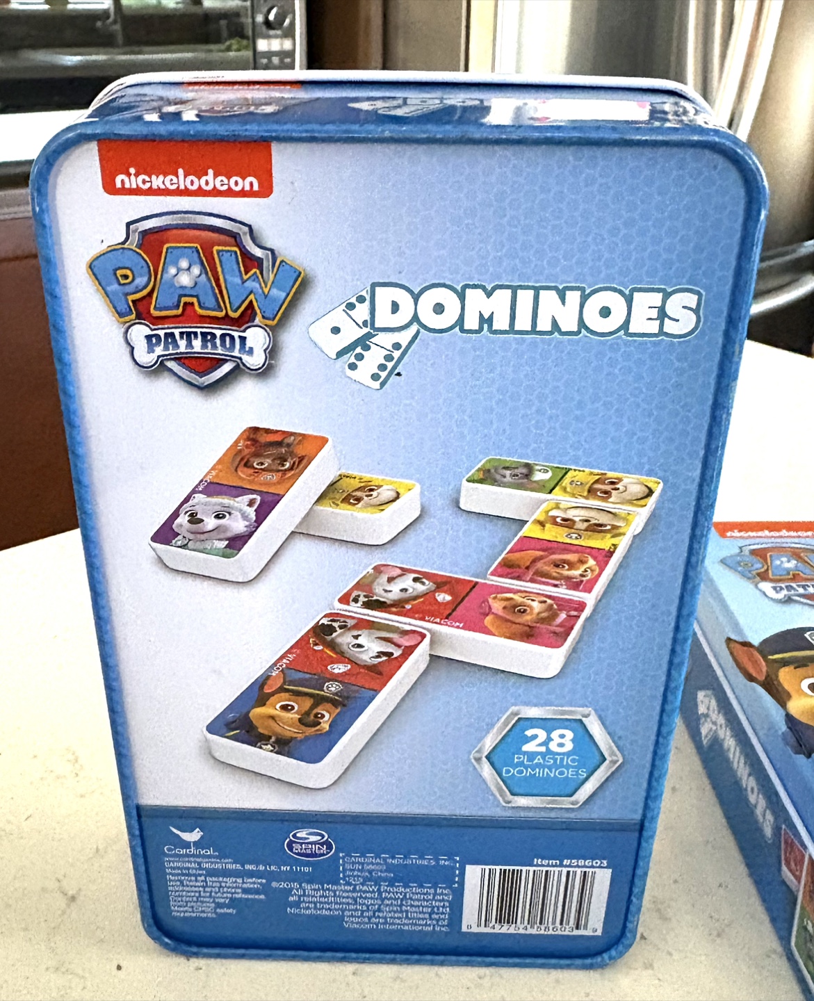 2 Sets Paw Patrol Dominoes Tin Set - 28 Plastic Dominoes - photo 3