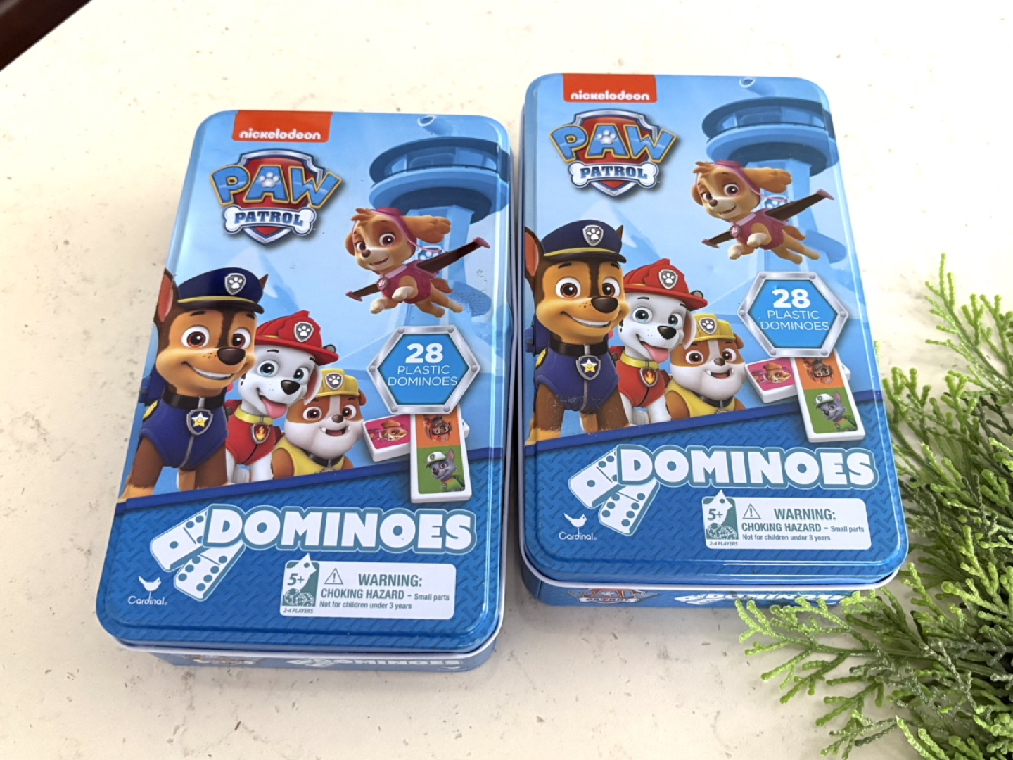 2 Sets Paw Patrol Dominoes Tin Set - 28 Plastic Dominoes - photo 2