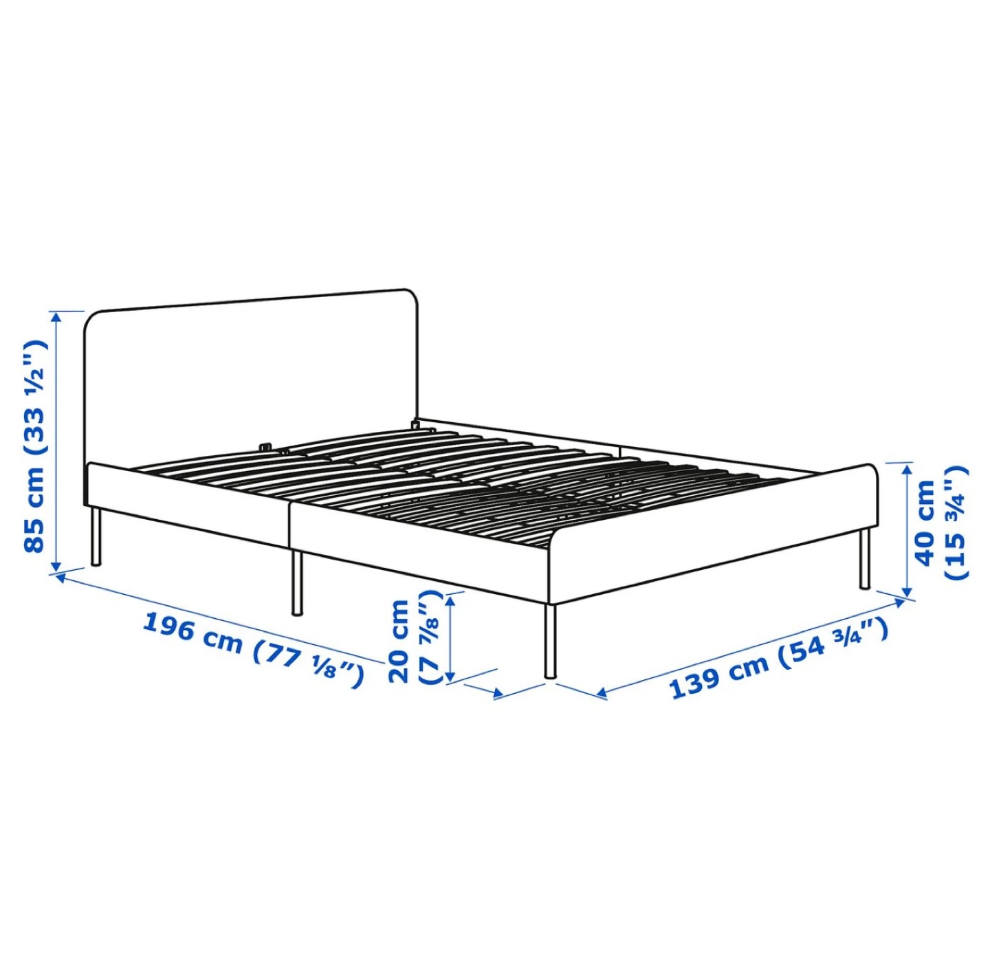 IKEA SLATTUM Upholstered Queen Bed Frame - Grey - photo 3