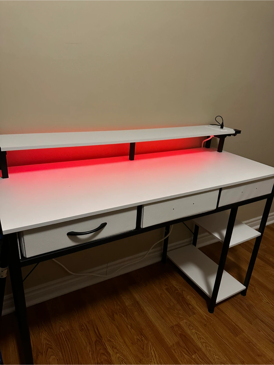 White Computer Desk with Shelves and Drawer