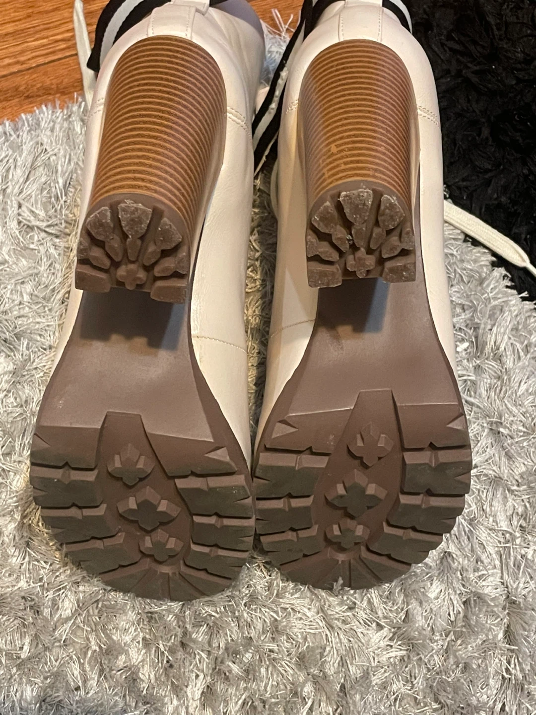 JUSTFAB Ribonea Cream Lace-Up High Heel Booties Size 8.5