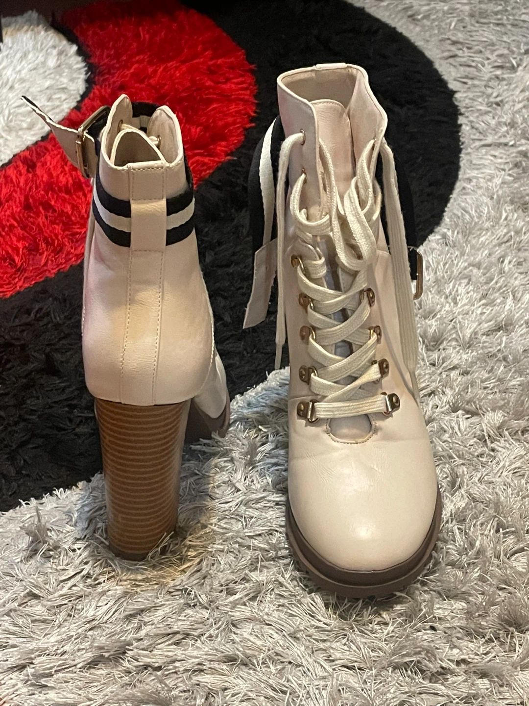 JUSTFAB Ribonea Cream Lace-Up High Heel Booties Size 8.5 - photo 5