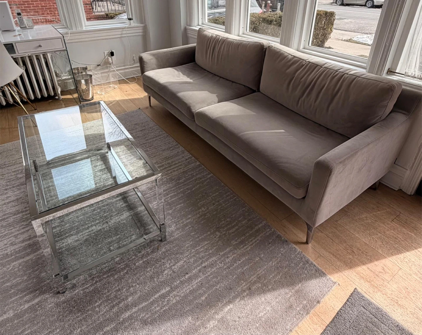 Grey Velvet Sofa - photo 3