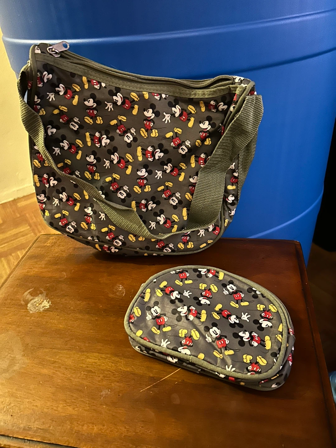 Mickey Mouse Print Shoulder Bag and Pouch Set