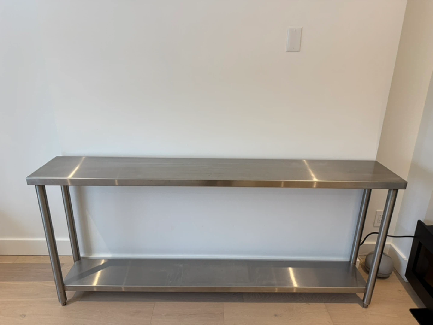 Stainless Steel throughout Console Table with Shelf