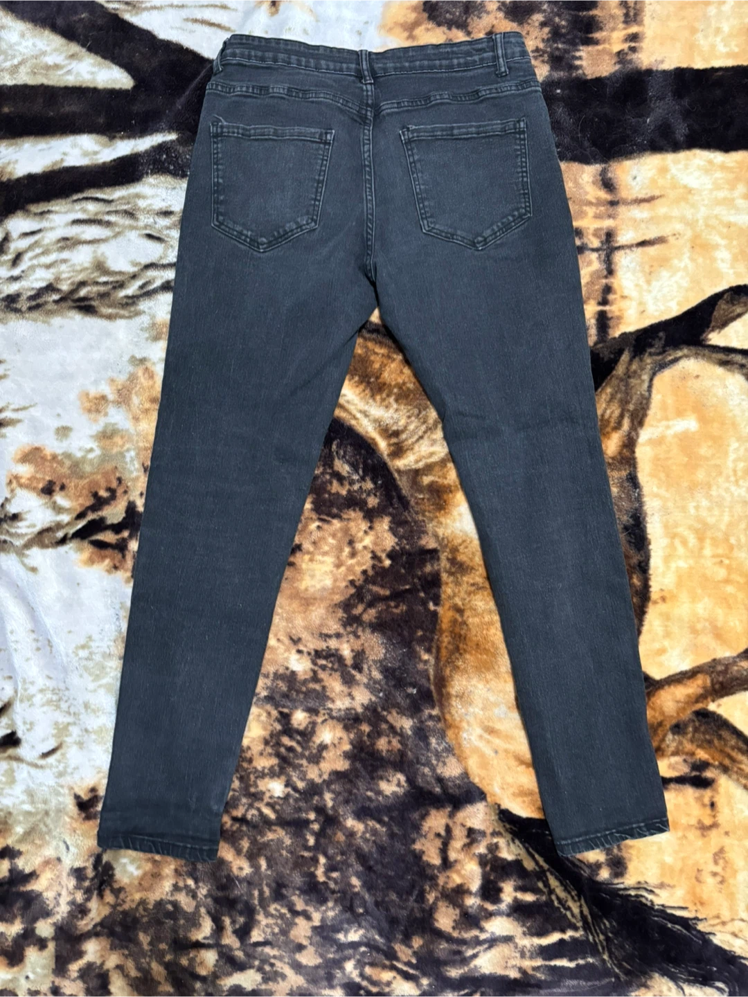 Men's Black Distressed Jeans with Patches - photo 2
