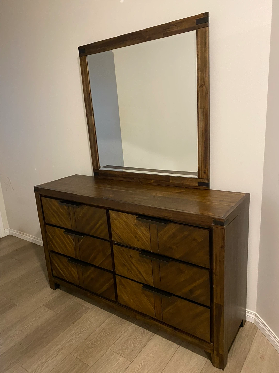 Rustic Brown 6-Drawer Dresser with Mirror - photo 3