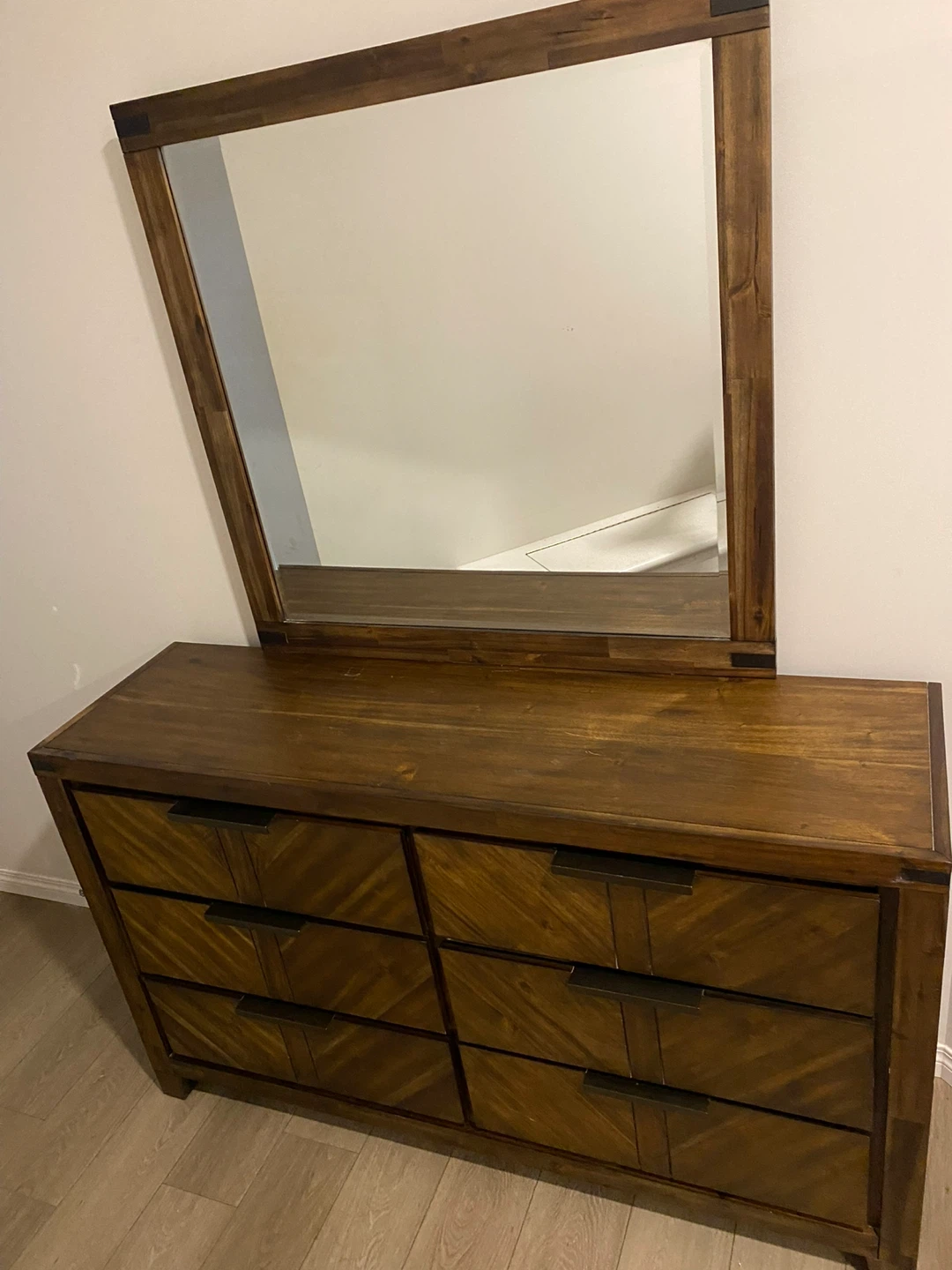 Rustic Brown 6-Drawer Dresser with Mirror - photo 2