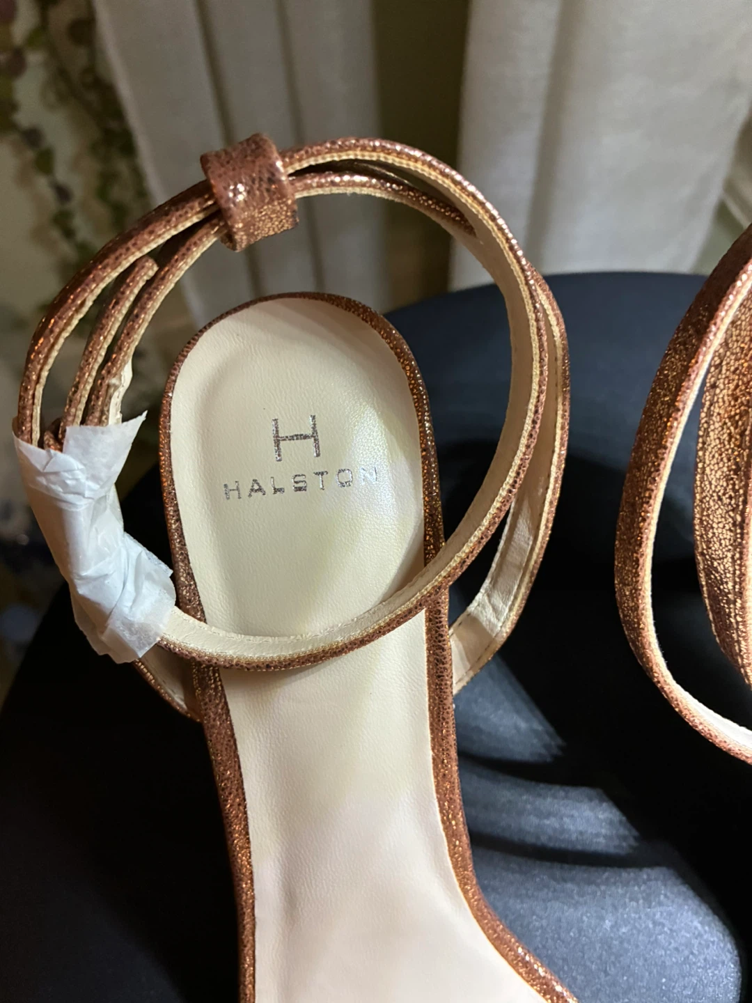 Halston Women's Rose Gold Glitter Strappy Heels - photo 4