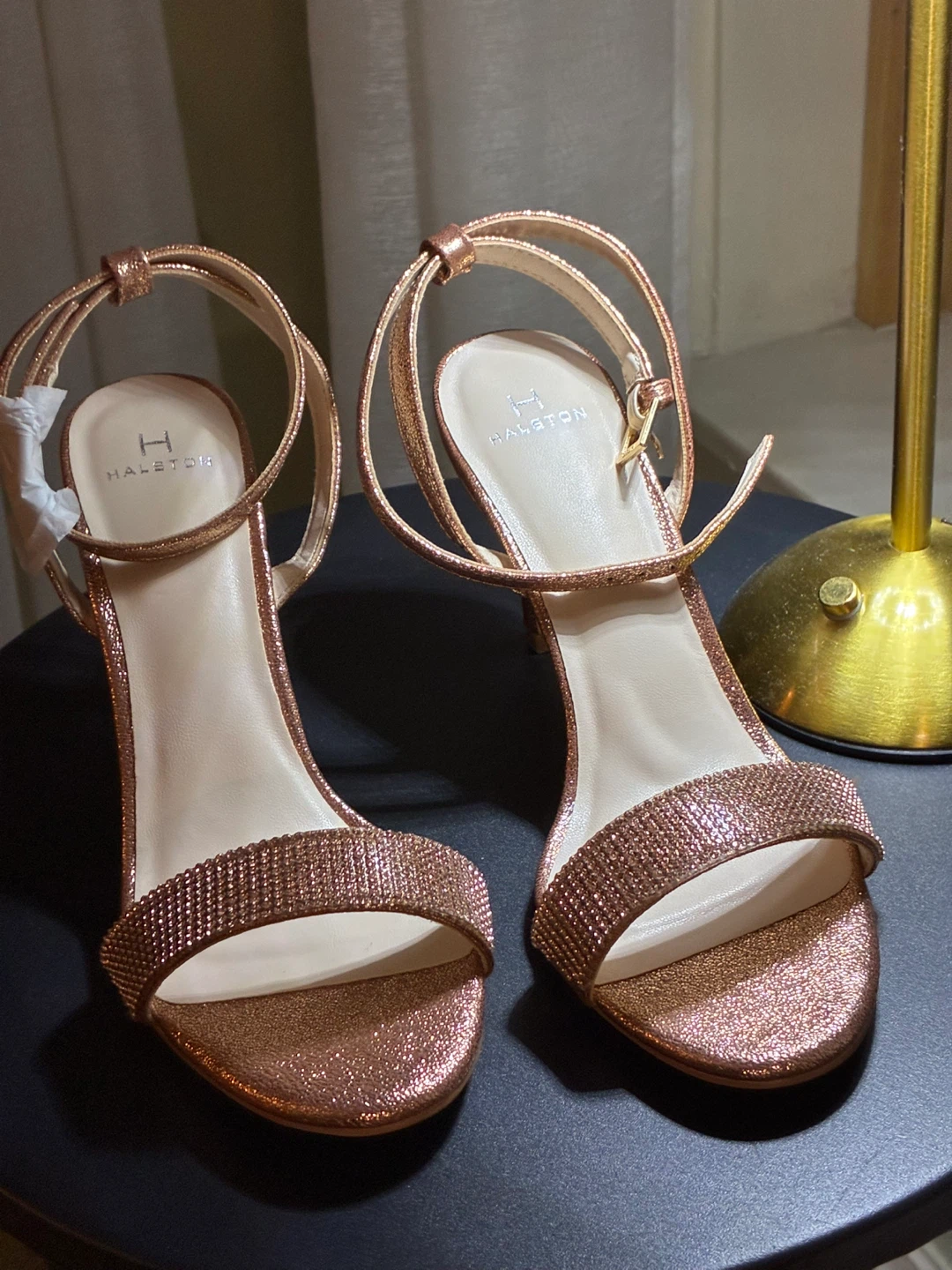 Halston Women's Rose Gold Glitter Strappy Heels - photo 2