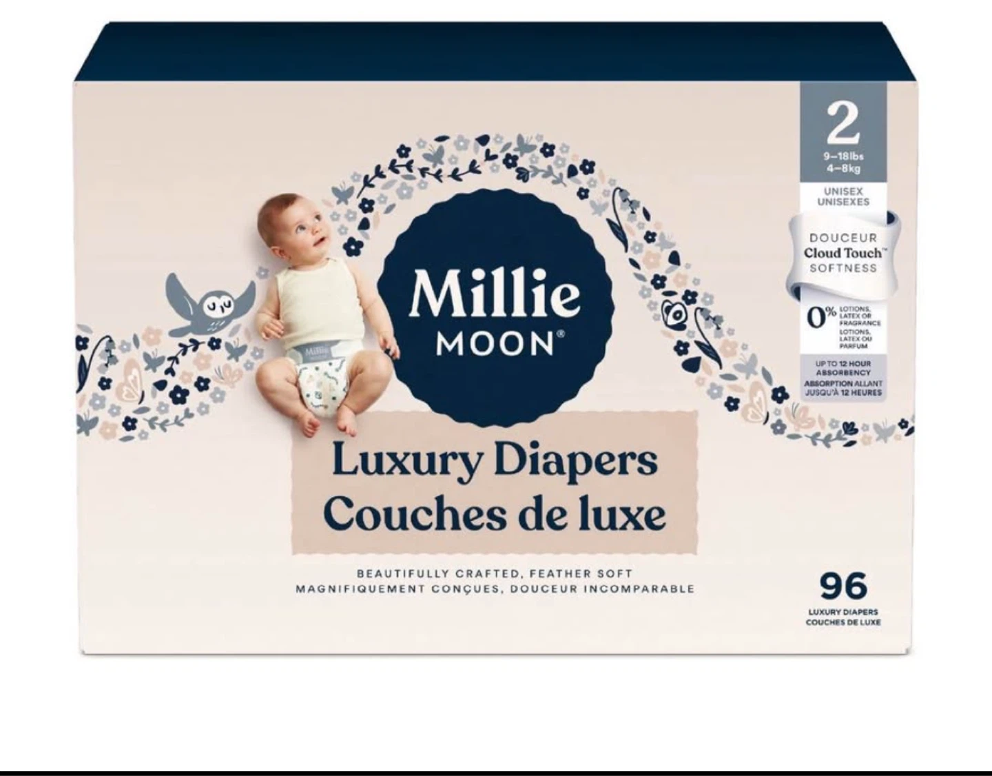 Millie Moon Size 2 Luxury Diapers - 96 Count