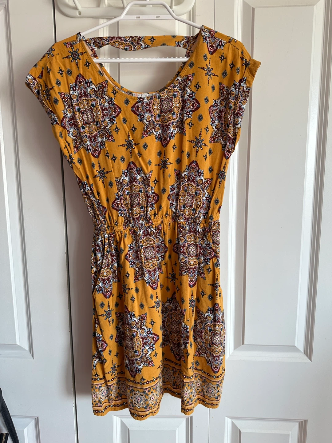 Pink Rose Yellow Patterned Dress