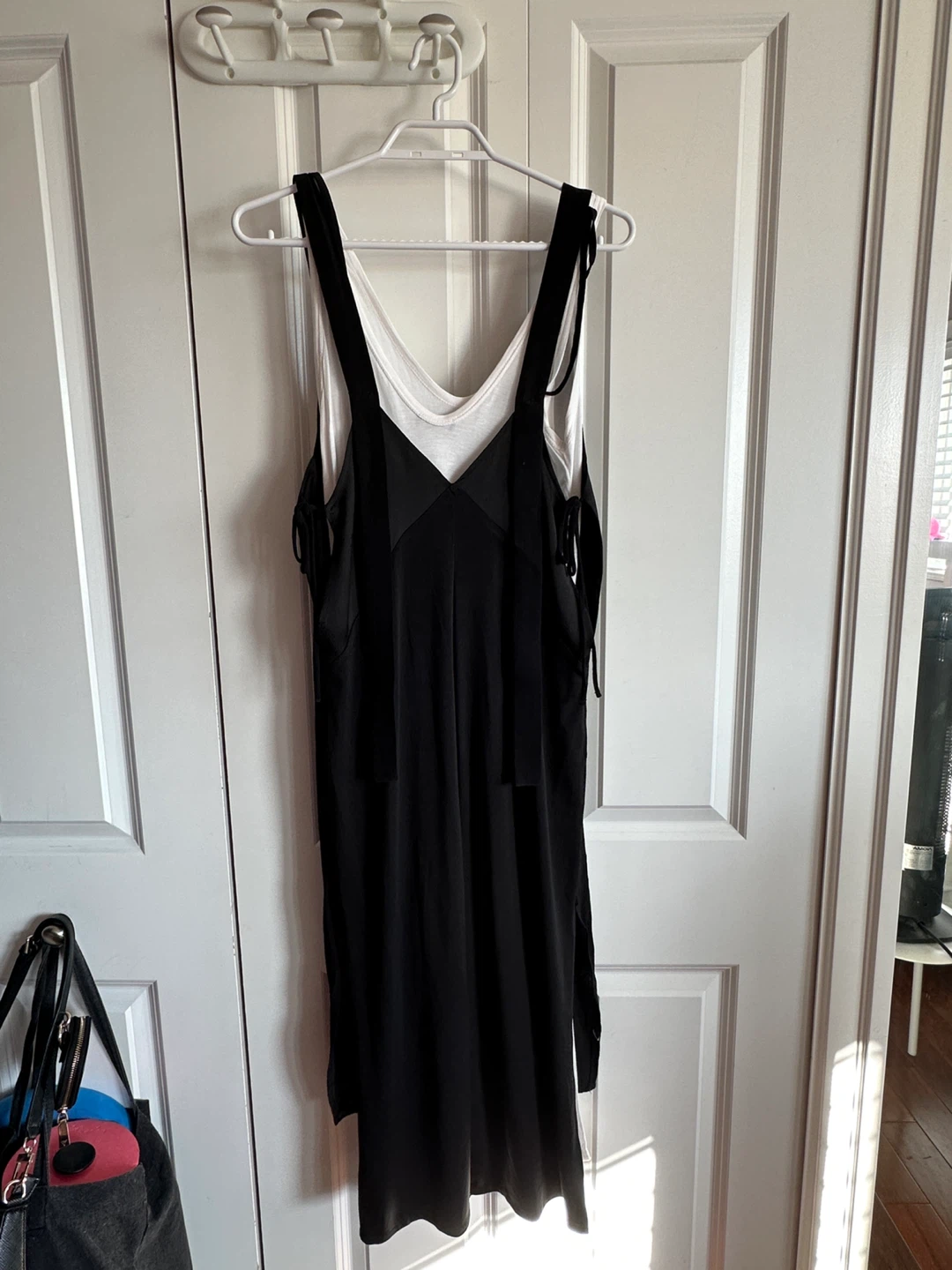 Zara Black Slip Dress with White Underlayer