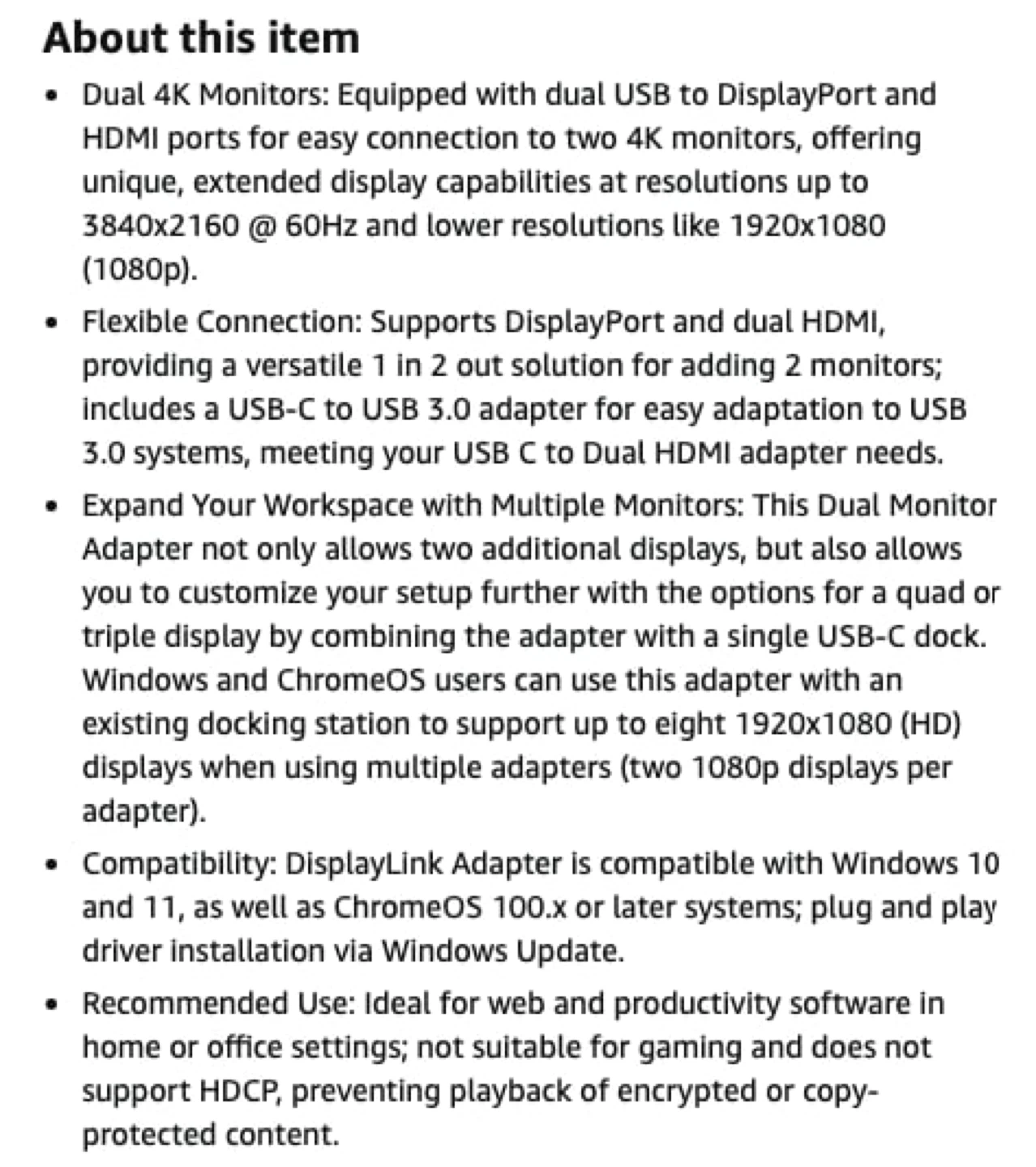 Plugable 4K DisplayPort HDMI Dual Monitor Adapter USB 3.0 USB-C - photo 4