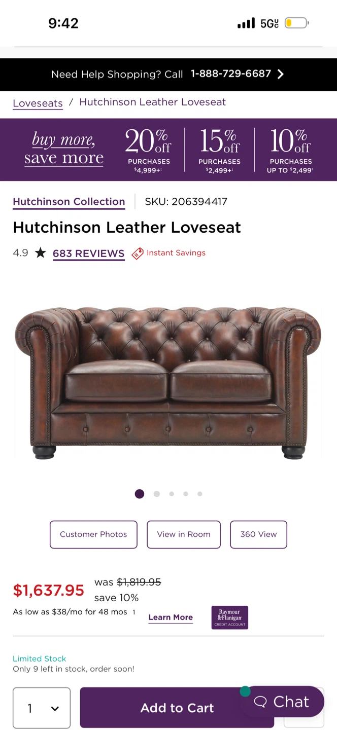 Hutchinson Leather Loveseat and Chair Set - photo 5