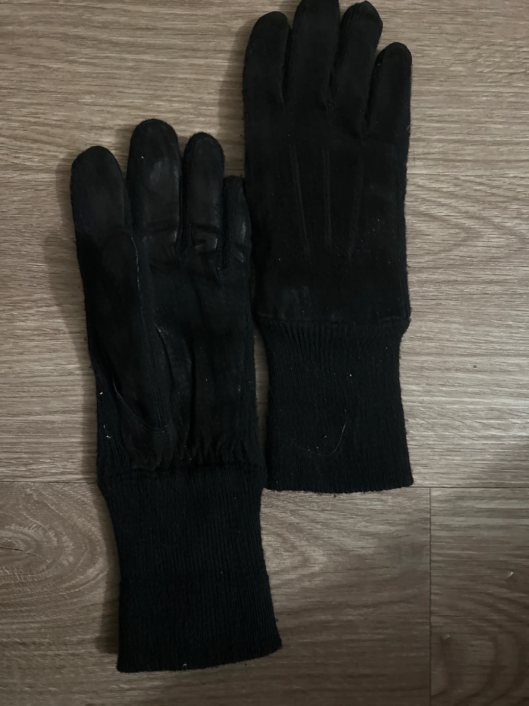 🧡Black Suede Gloves with Knit Cuffs🧡