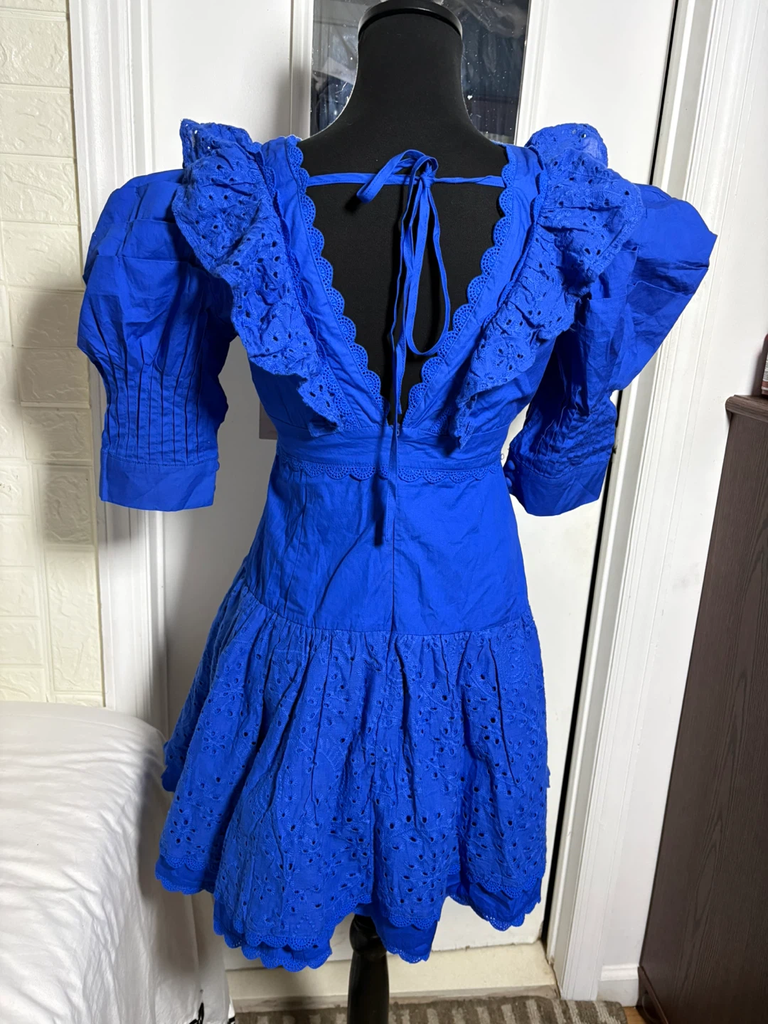 Blue Ruffled Puff Sleeve Mini Dress - photo 4