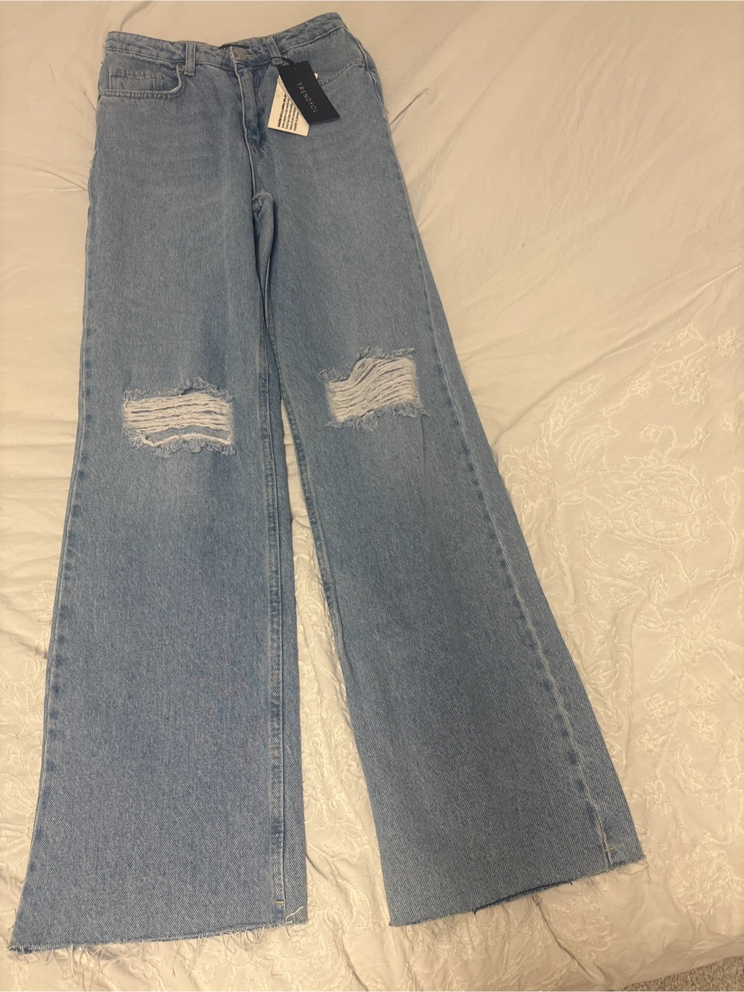Shein Wide Leg Distressed Jeans