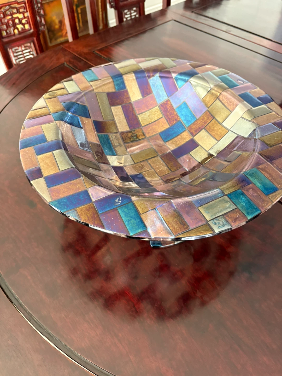 Purple Art Glass Pedestal Bowl - photo 2