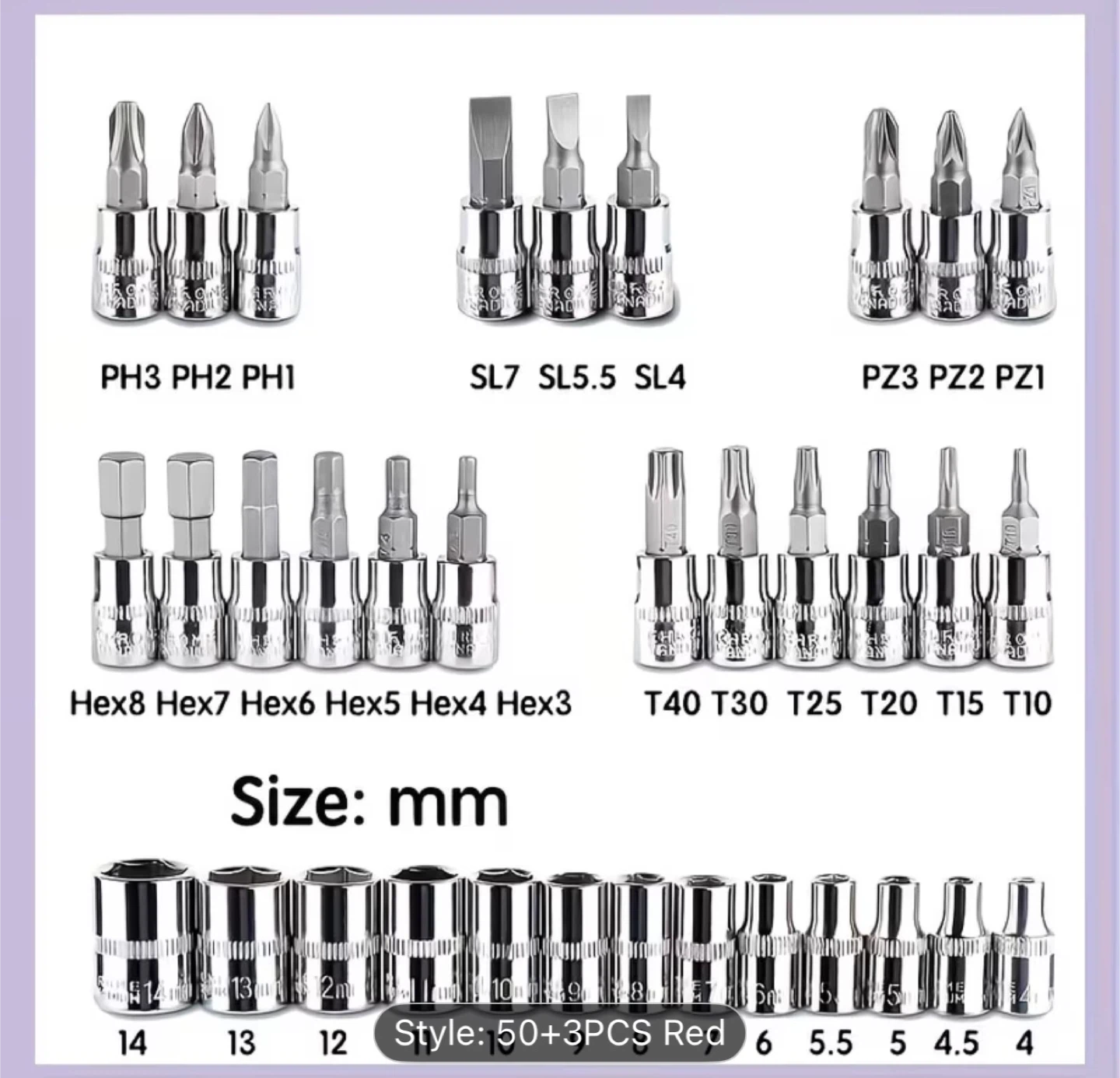 New Tools 53-Piece 1/4" Dr. Socket & Bit Set - photo 4
