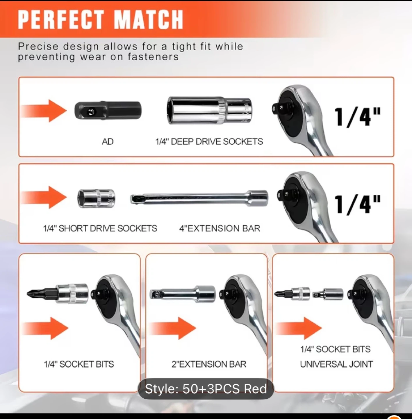 New Tools 53-Piece 1/4" Dr. Socket & Bit Set - photo 2