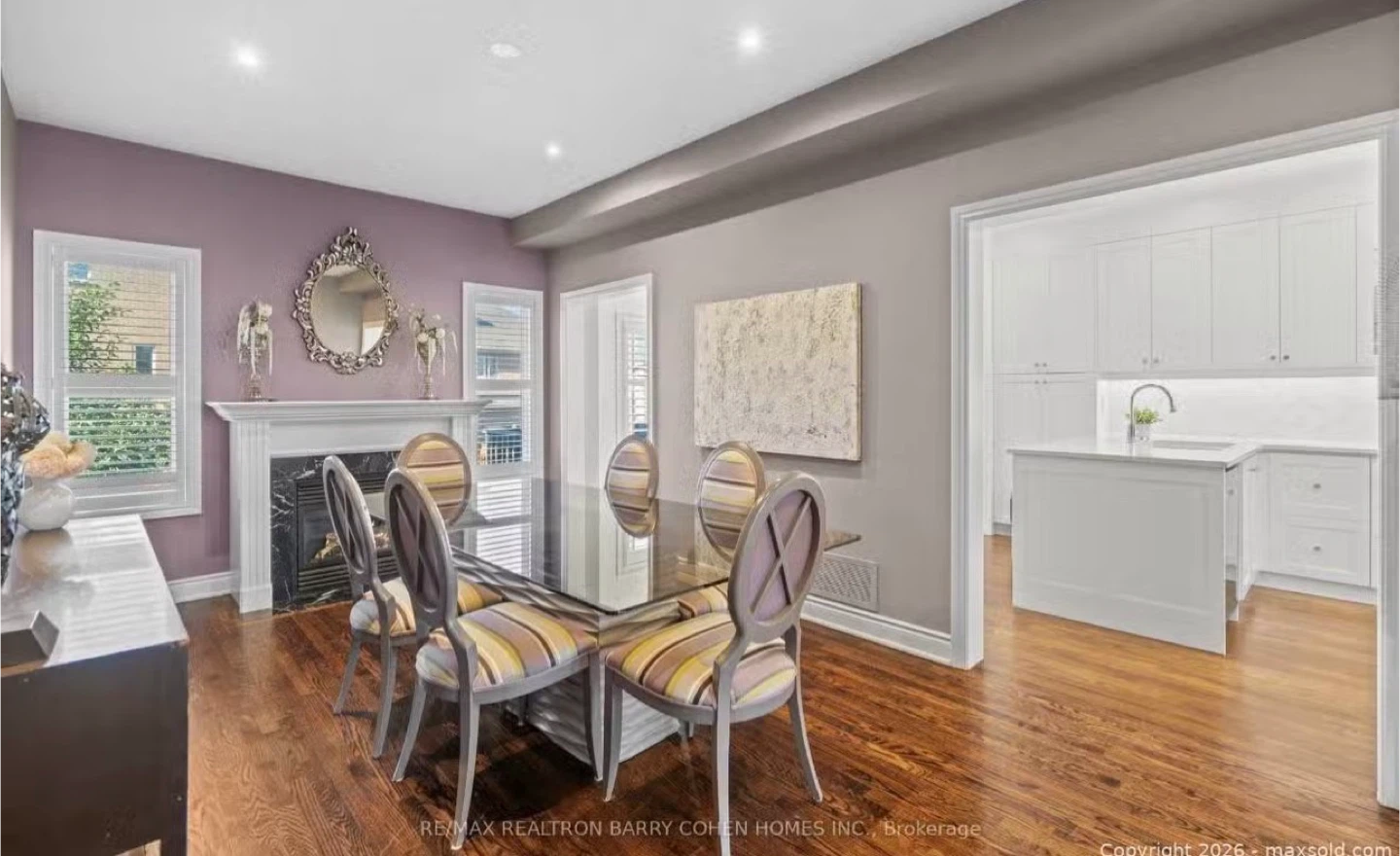 Glass Dining Table with 6 Striped Chairs - photo 5