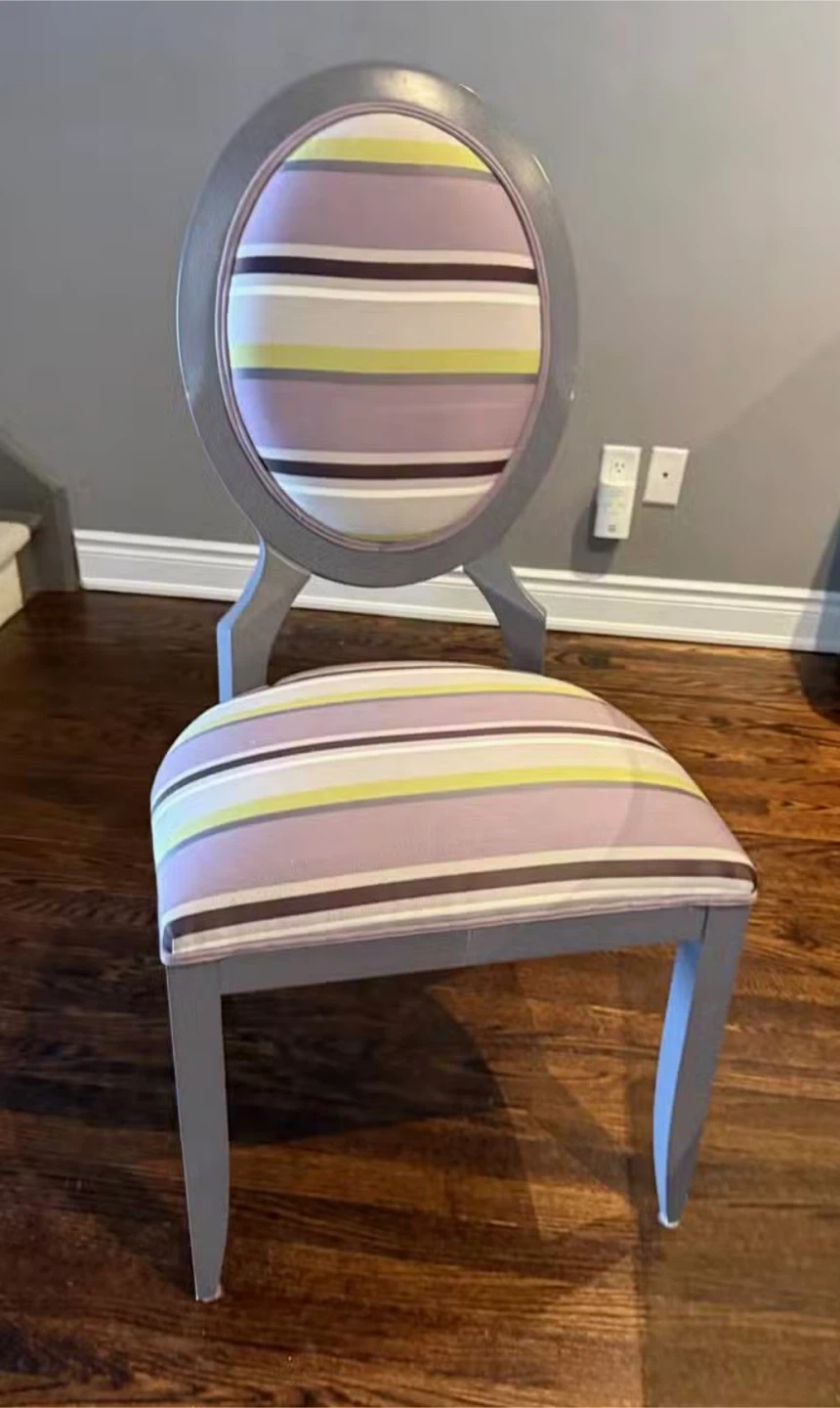 Glass Dining Table with 6 Striped Chairs - photo 2