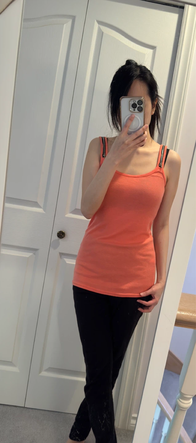 Orange Tank Top with Zipper Straps