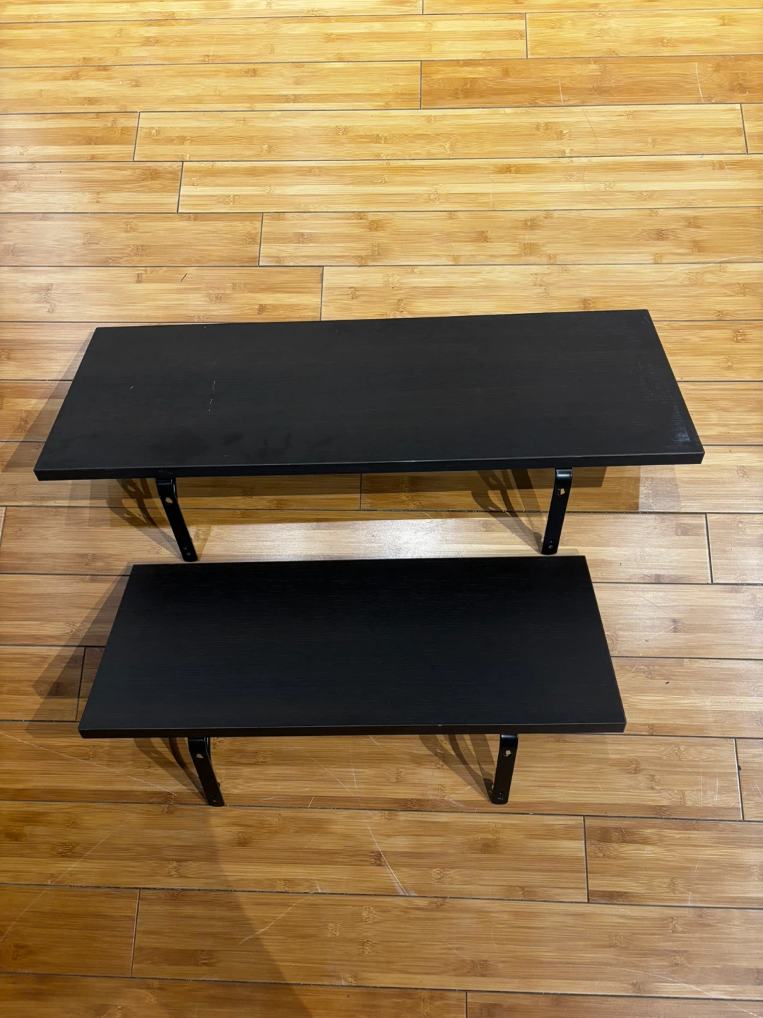 Black wood shelves