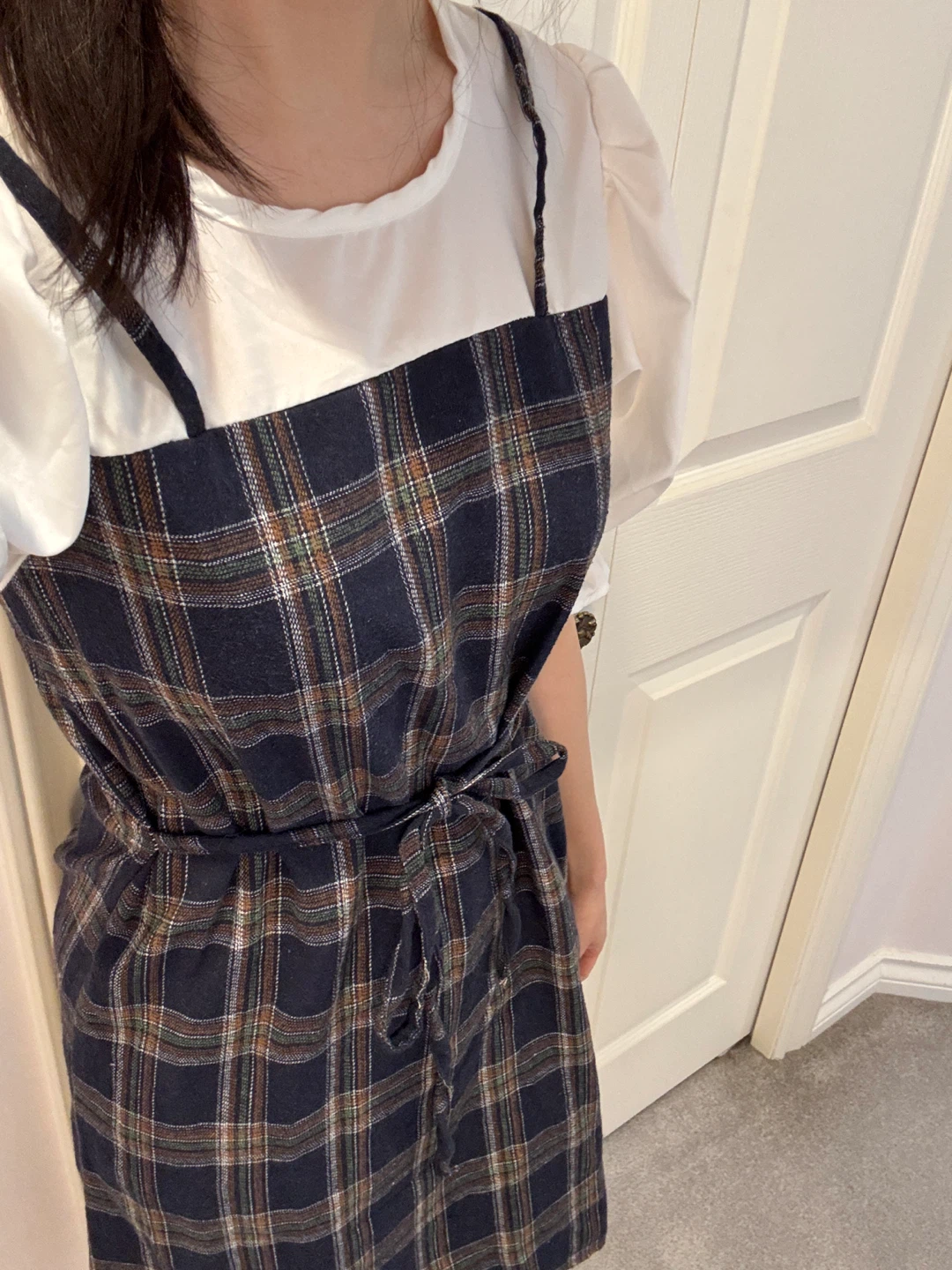 Plaid Dress with White Sleeves - photo 2