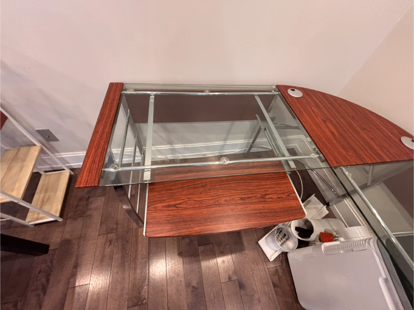 Glass and Wood Corner Desk - photo 5