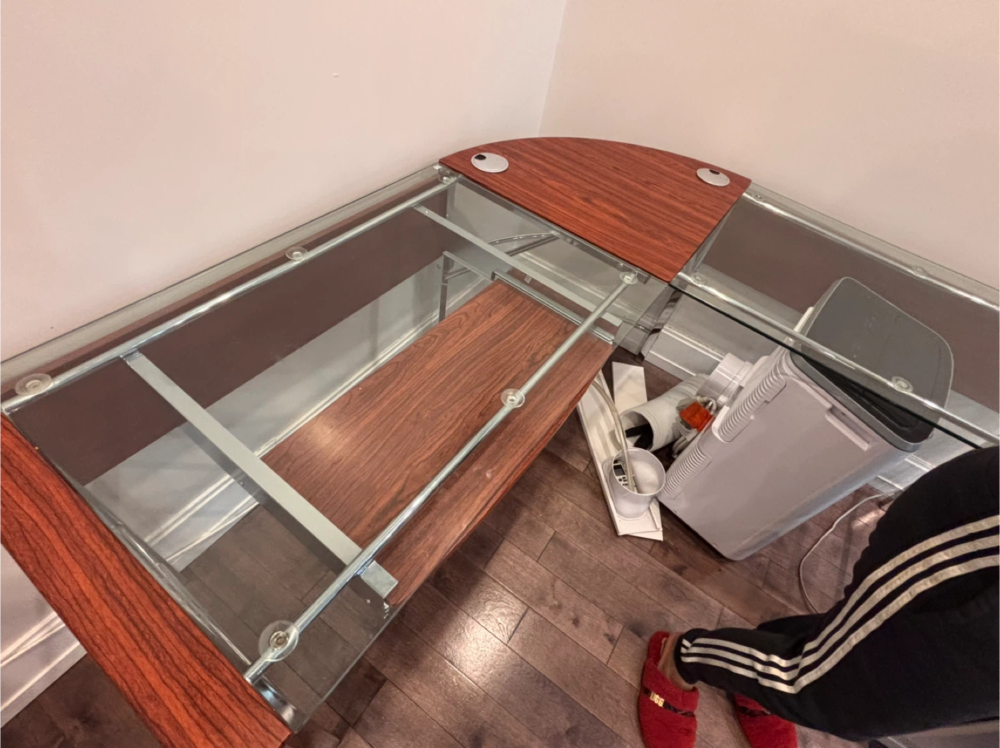 Glass and Wood Corner Desk - photo 2