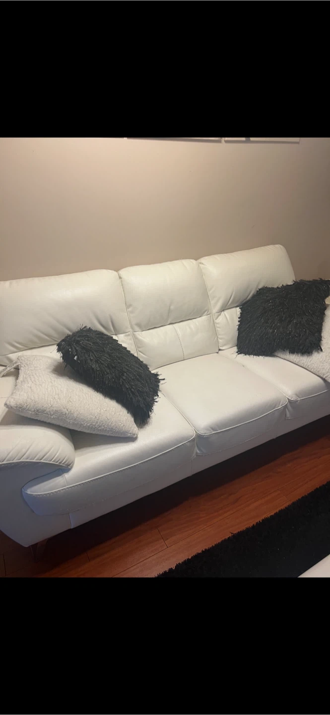 White Faux Leather Sofa
