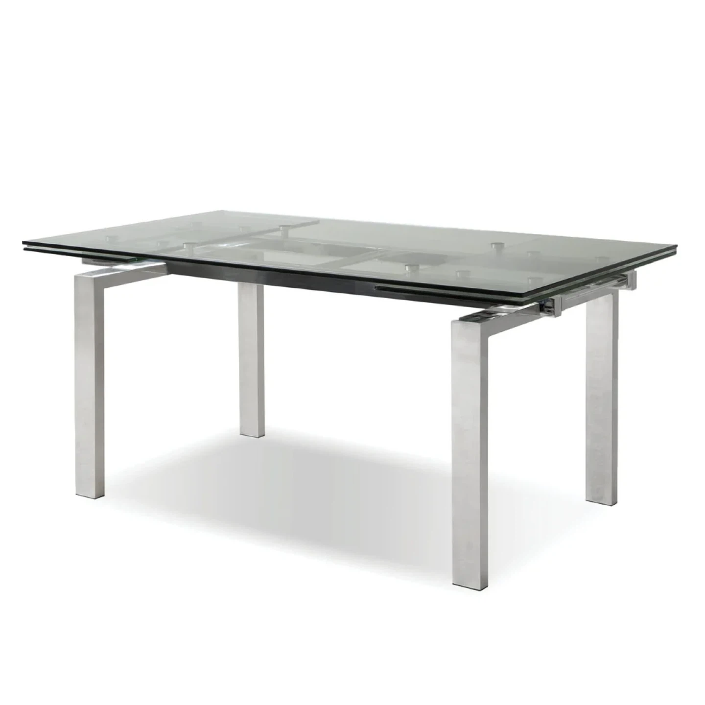 Extendable Glass Dining Table with Chrome Legs