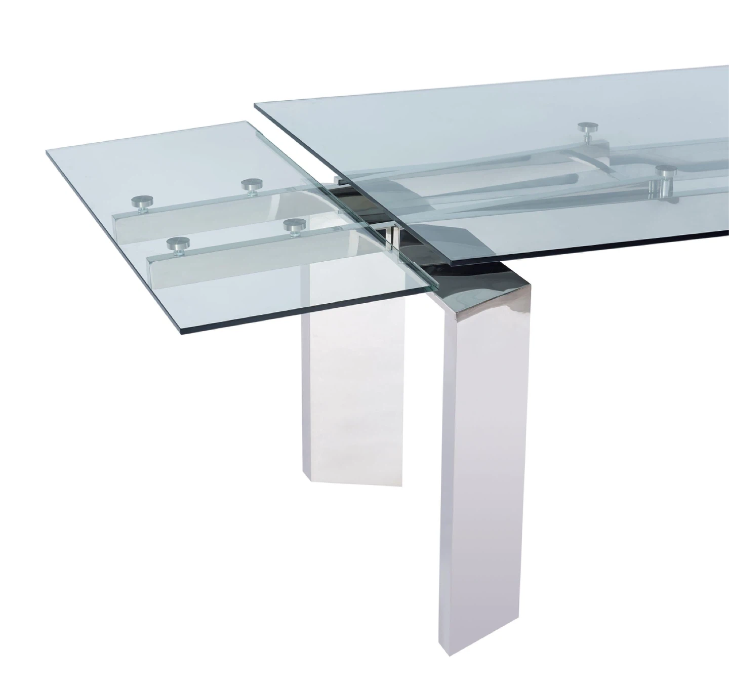 Extendable Glass Dining Table with Chrome Legs - photo 2