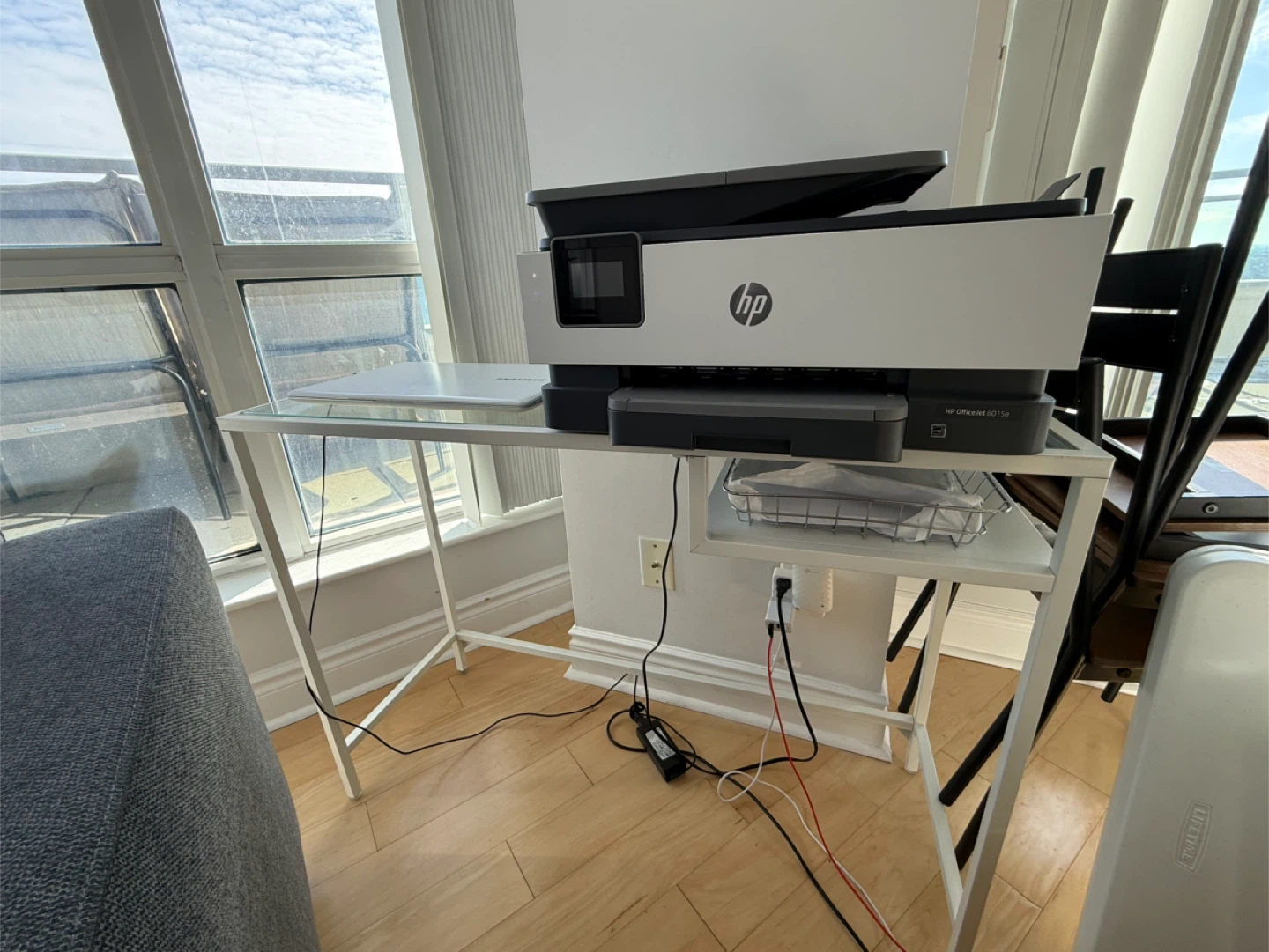 IKEA White Metal Desk with Glass Top - photo 3
