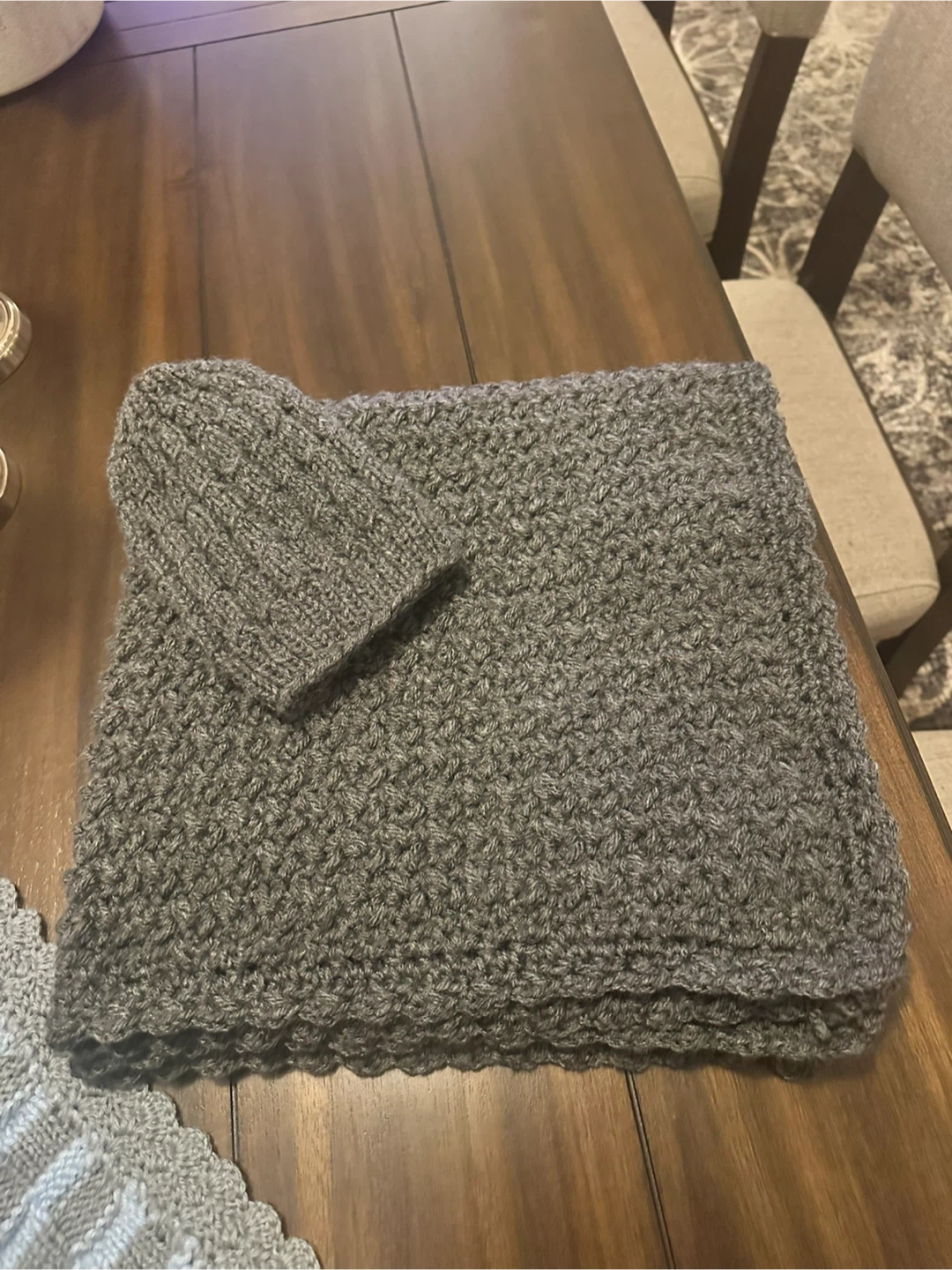 Hand-knitted Baby Blanket and Hat Set - photo 5