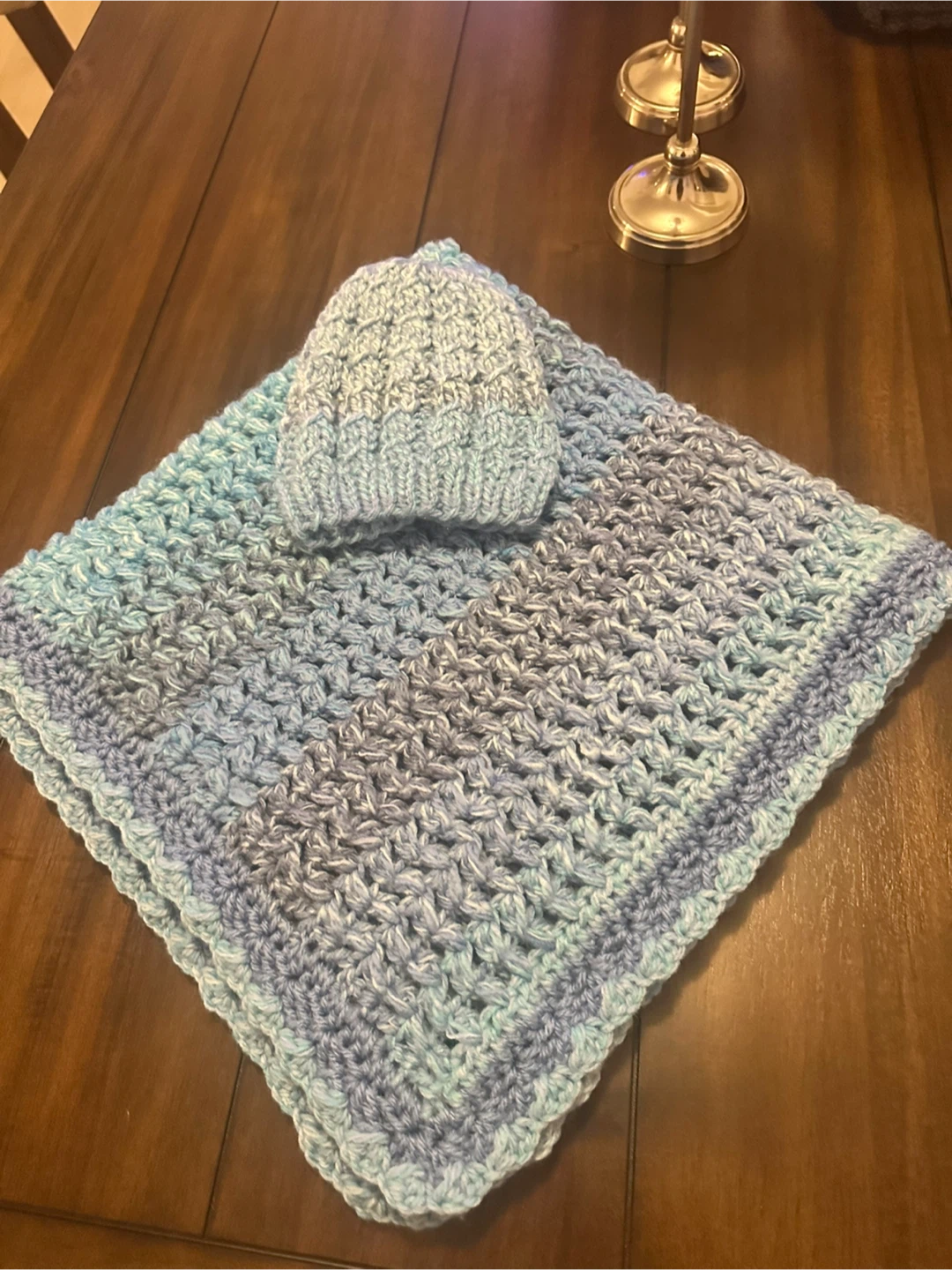 Hand-knitted Baby Blanket and Hat Set - photo 4